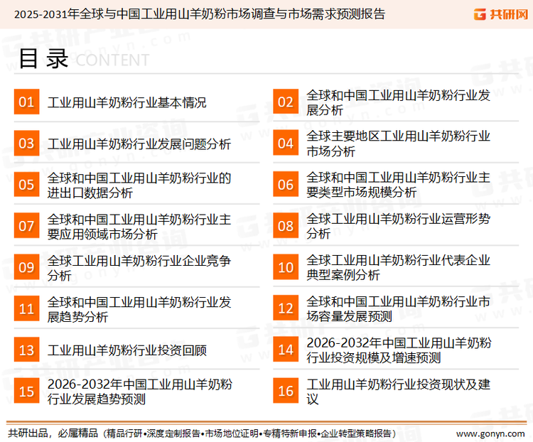 2026年全球与中国工业用山羊奶粉供需现状分析 产量分别为70万吨、2.0万吨